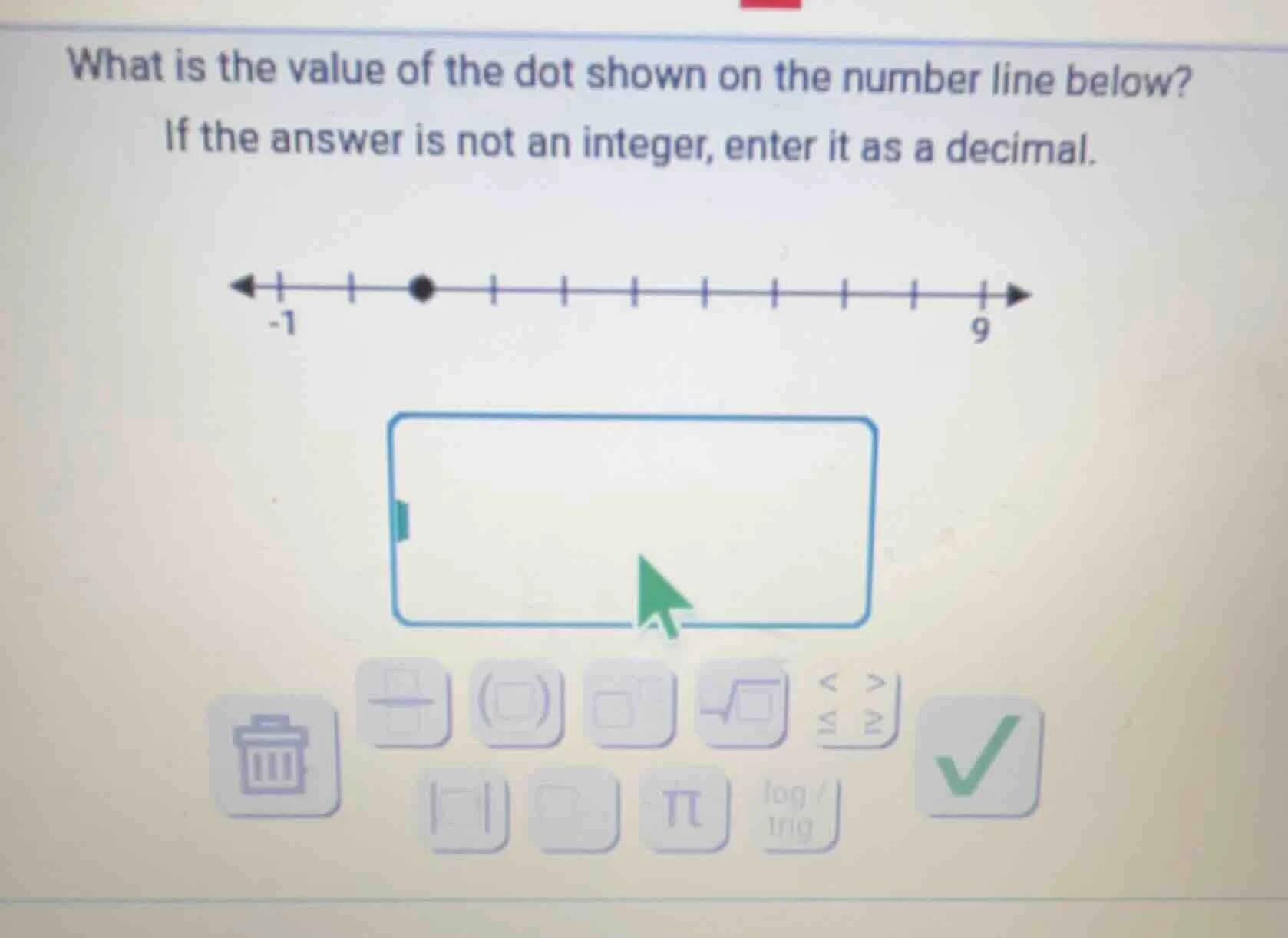 what is the value of the dot shown on the number line below? if the ans…