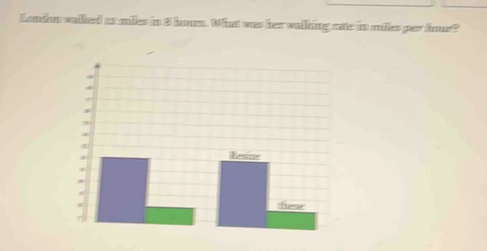london walked 12 miles in 8 hours. what was her walking rate in miles p…