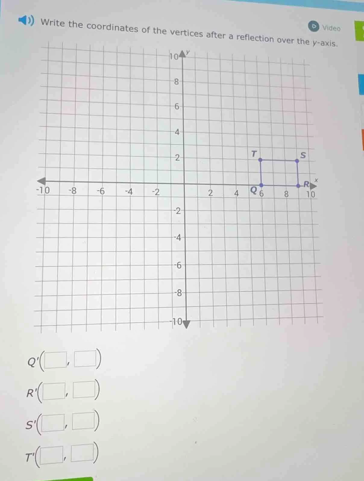 write the coordinates of the vertices after a reflection over the y - a…