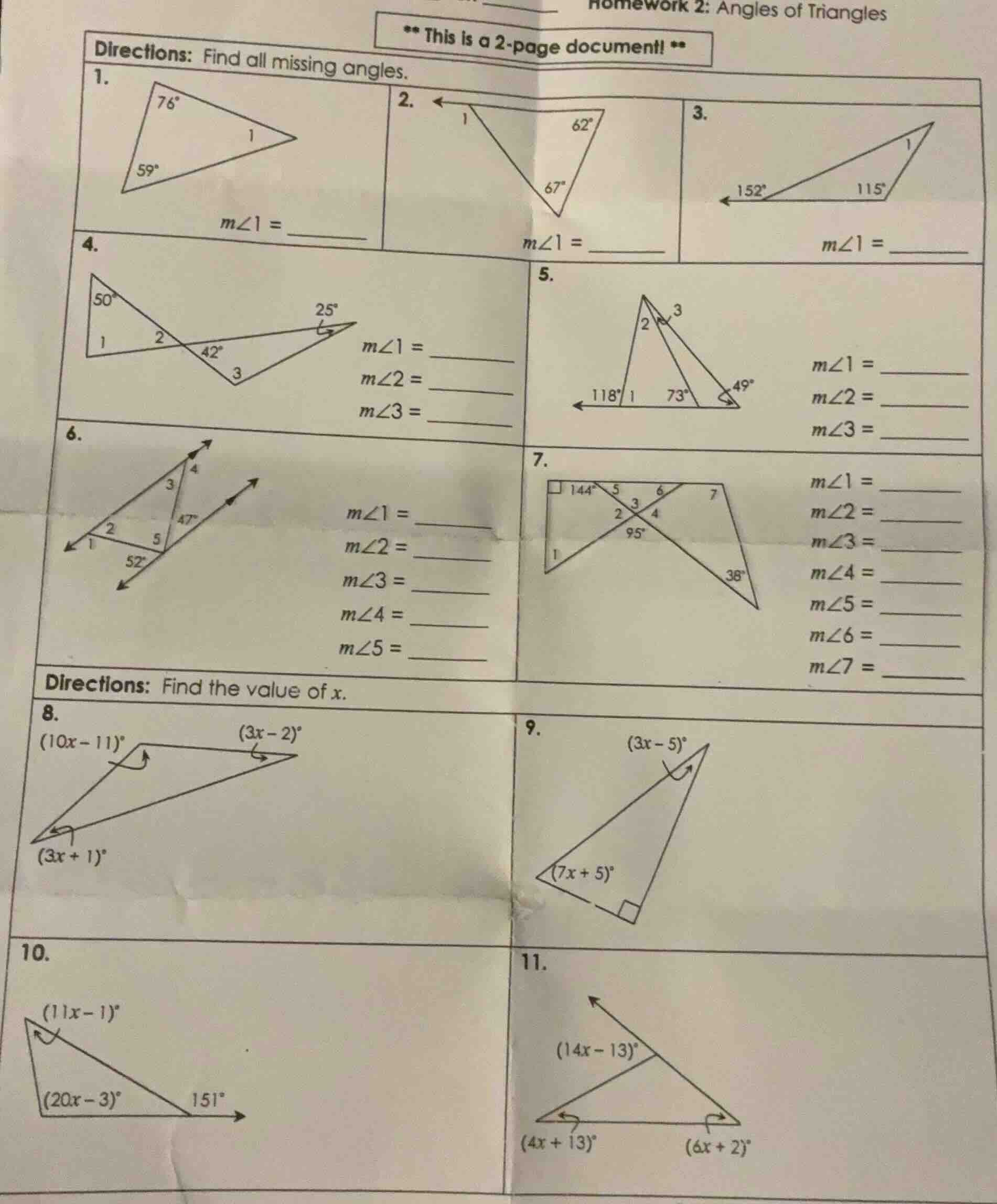 homework 2: angles of triangles ** this is a 2 - page document! ** dire…