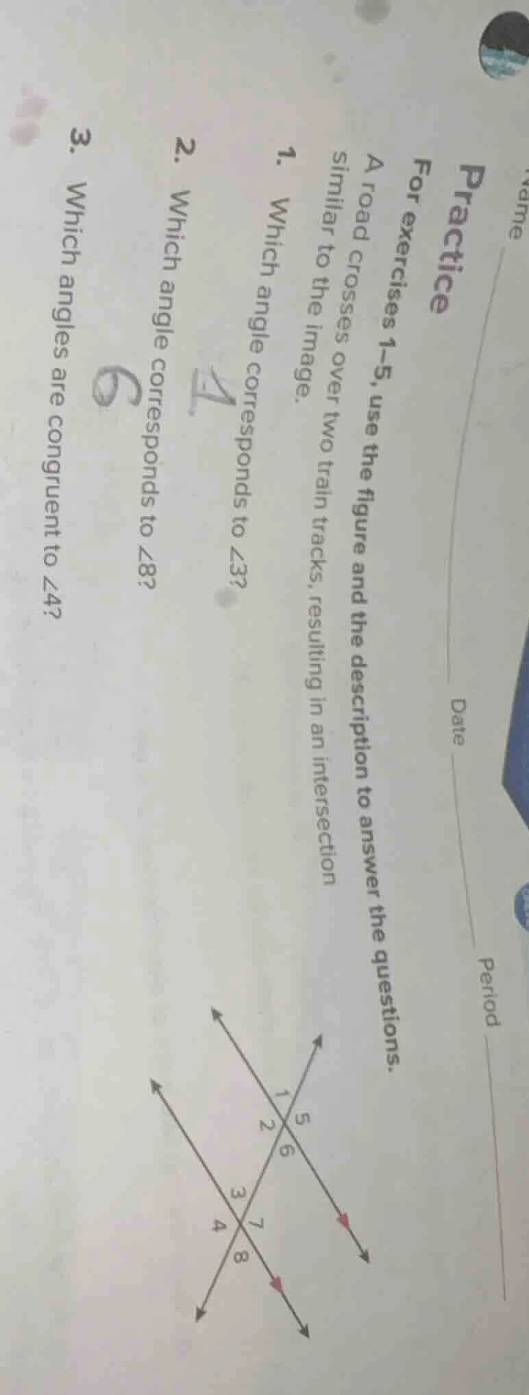 practice for exercises 1–5, use the figure and the description to answe…