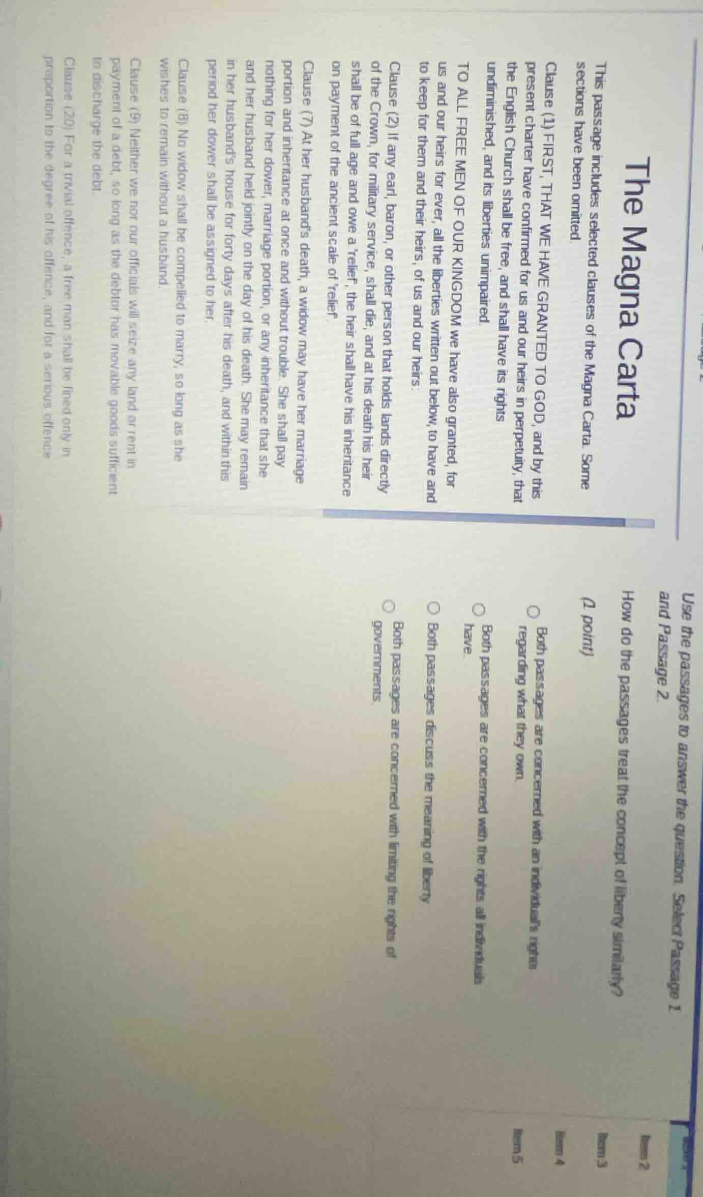 the magna carta this passage includes selected clauses of the magna car…