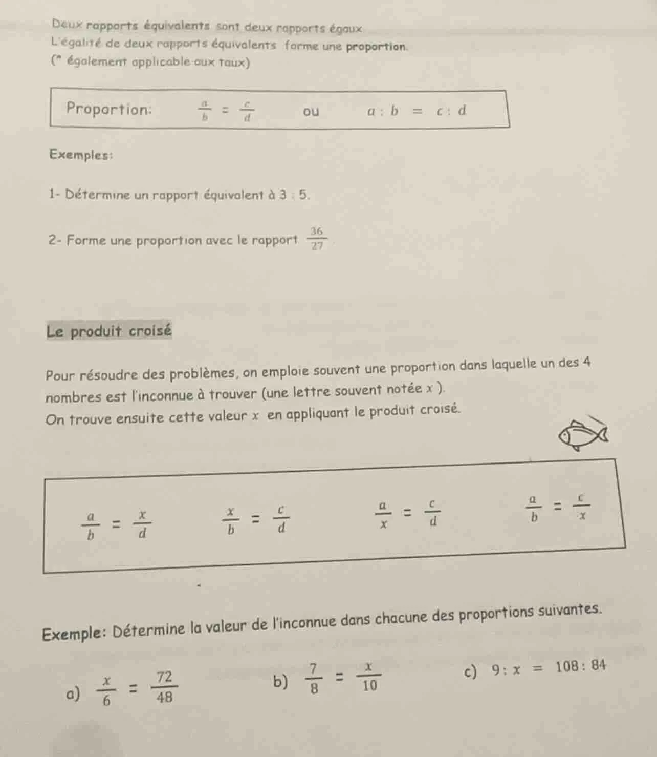 deux rapports équivalents sont deux rapports égaux. légalité de deux ra…