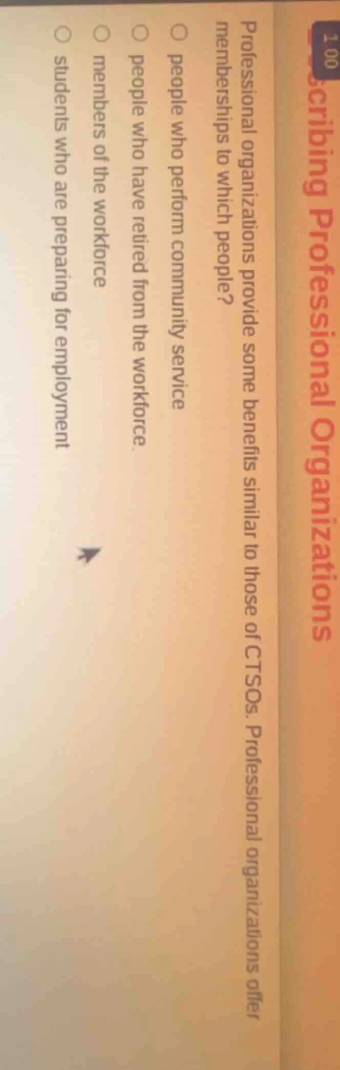 professional organizations provide some benefits similar to those of ct…