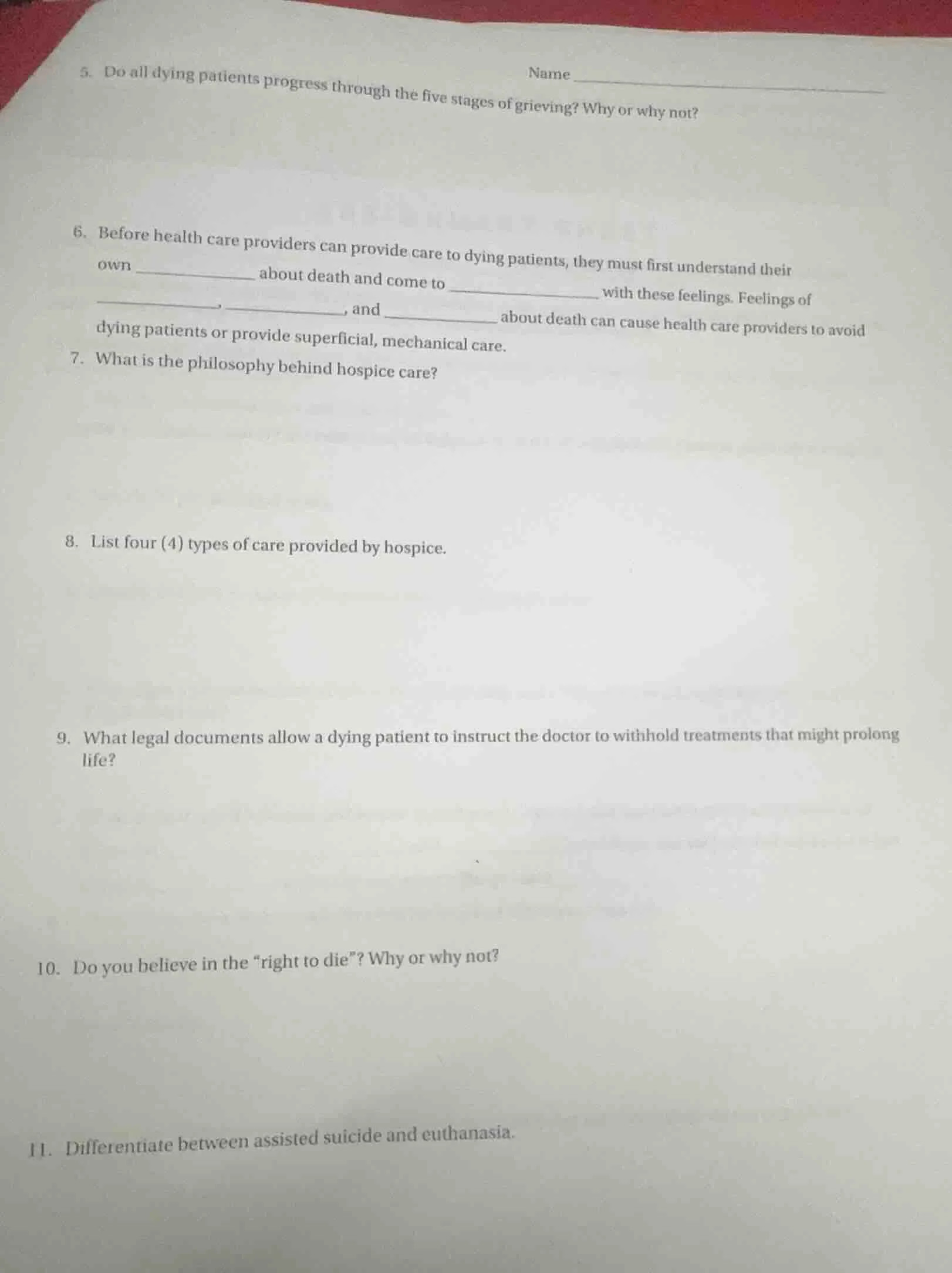 5. do all dying patients progress through the five stages of grieving? …