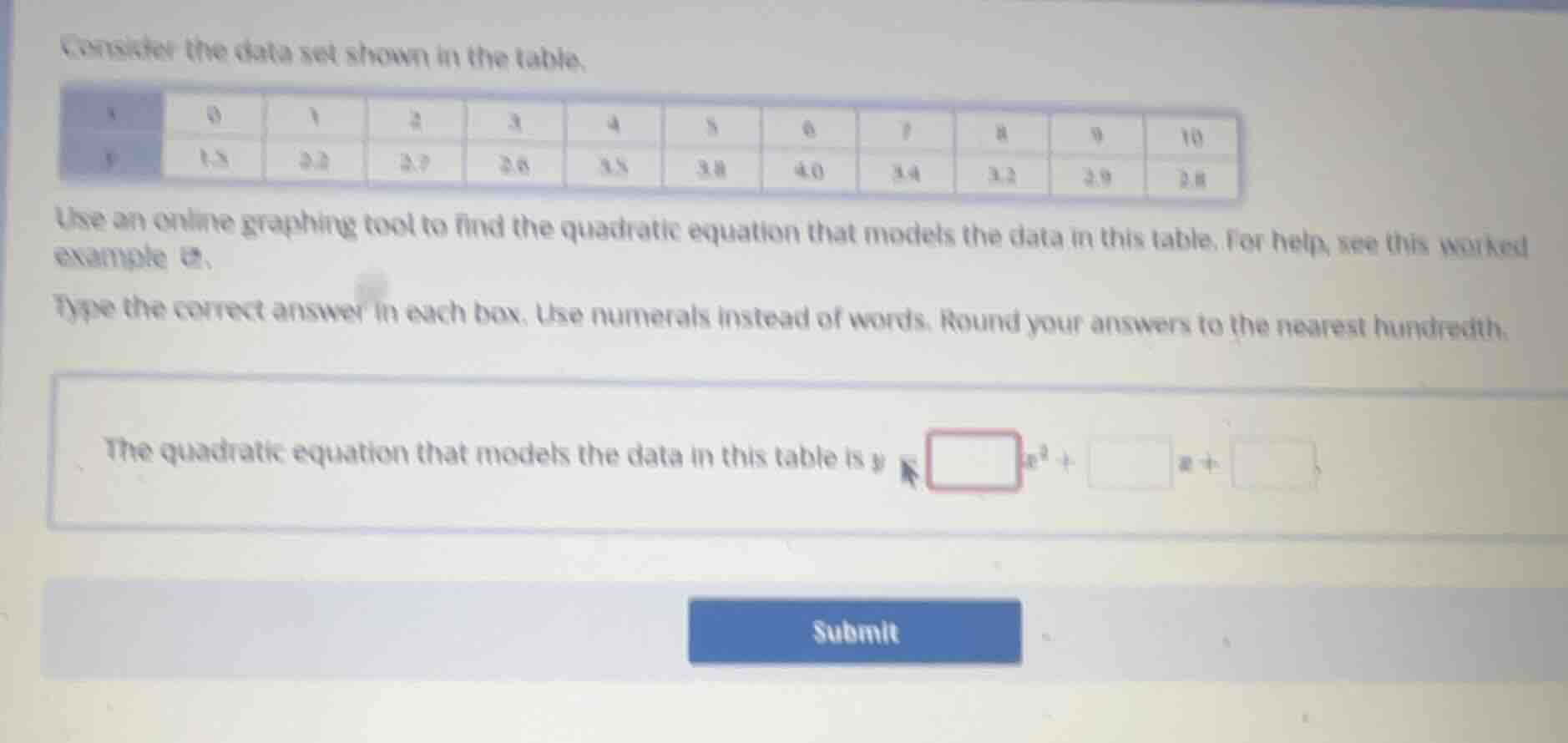 consider the data set shown in the table. | x | 0 | 1 | 2 | 3 | 4 | 5 |…