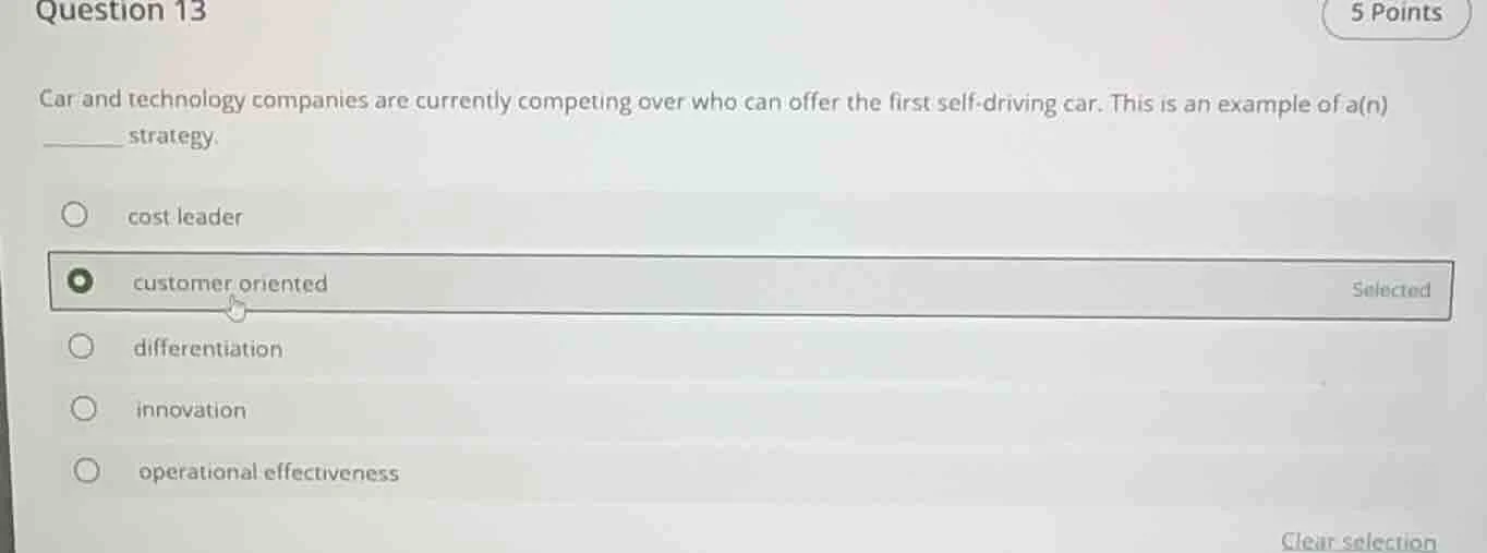 question 13 5 points car and technology companies are currently competi…