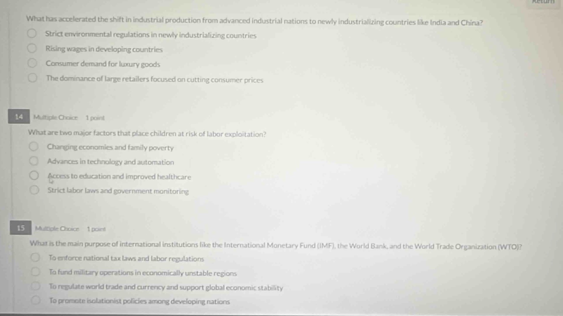 what has accelerated the shift in industrial production from advanced i…