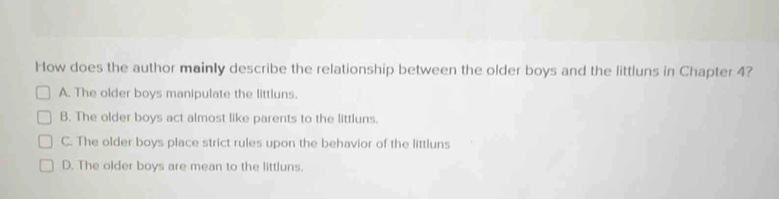 how does the author mainly describe the relationship between the older …