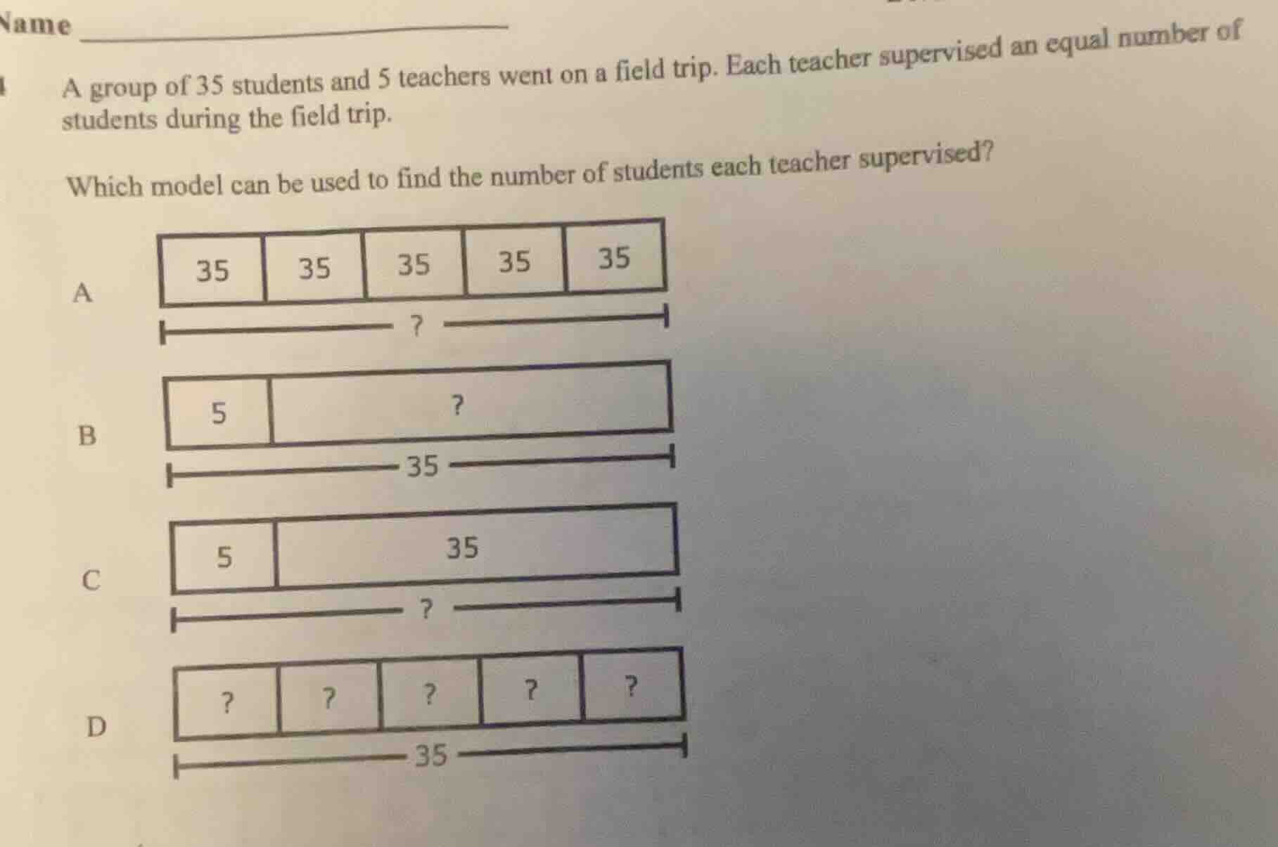 name a group of 35 students and 5 teachers went on a field trip. each t…