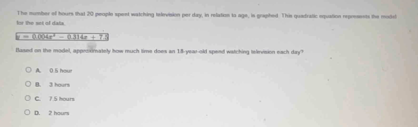the number of hours that 20 people spent watching television per day, i…