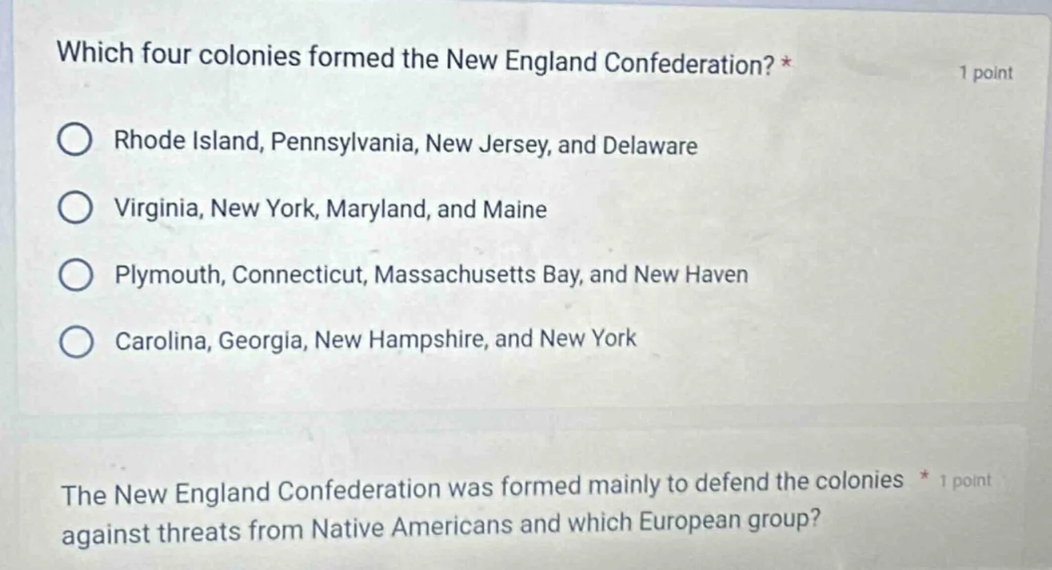 which four colonies formed the new england confederation? * rhode islan…
