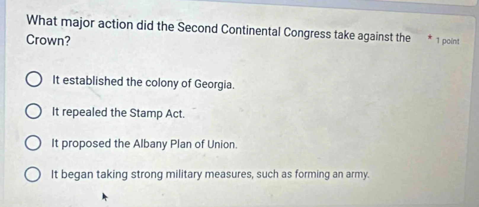 what major action did the second continental congress take against the …