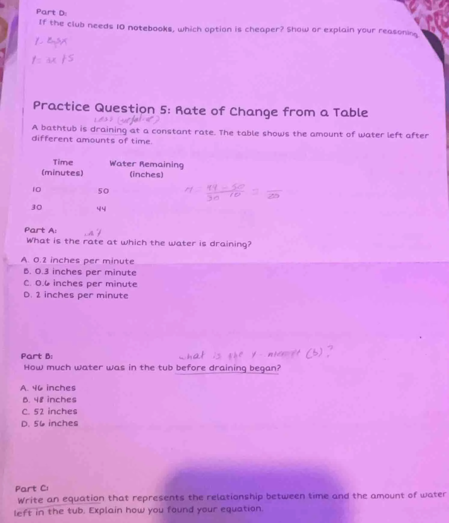 part d: if the club needs 10 notebooks, which option is cheaper? show o…