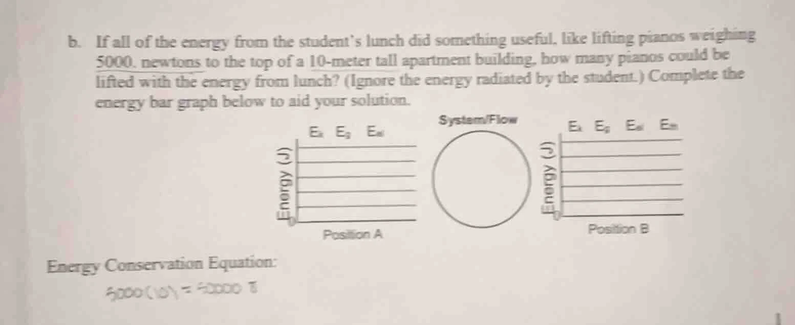 b. if all of the energy from the student’s lunch did something useful, …