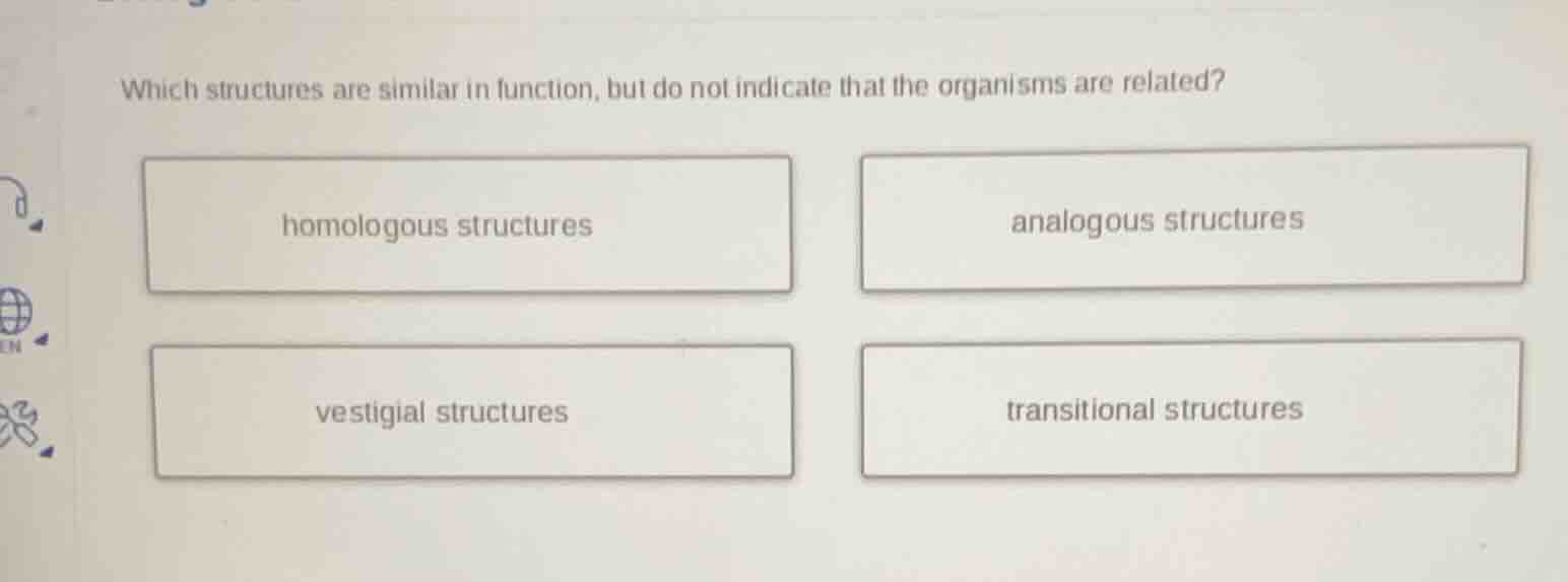 which structures are similar in function, but do not indicate that the …
