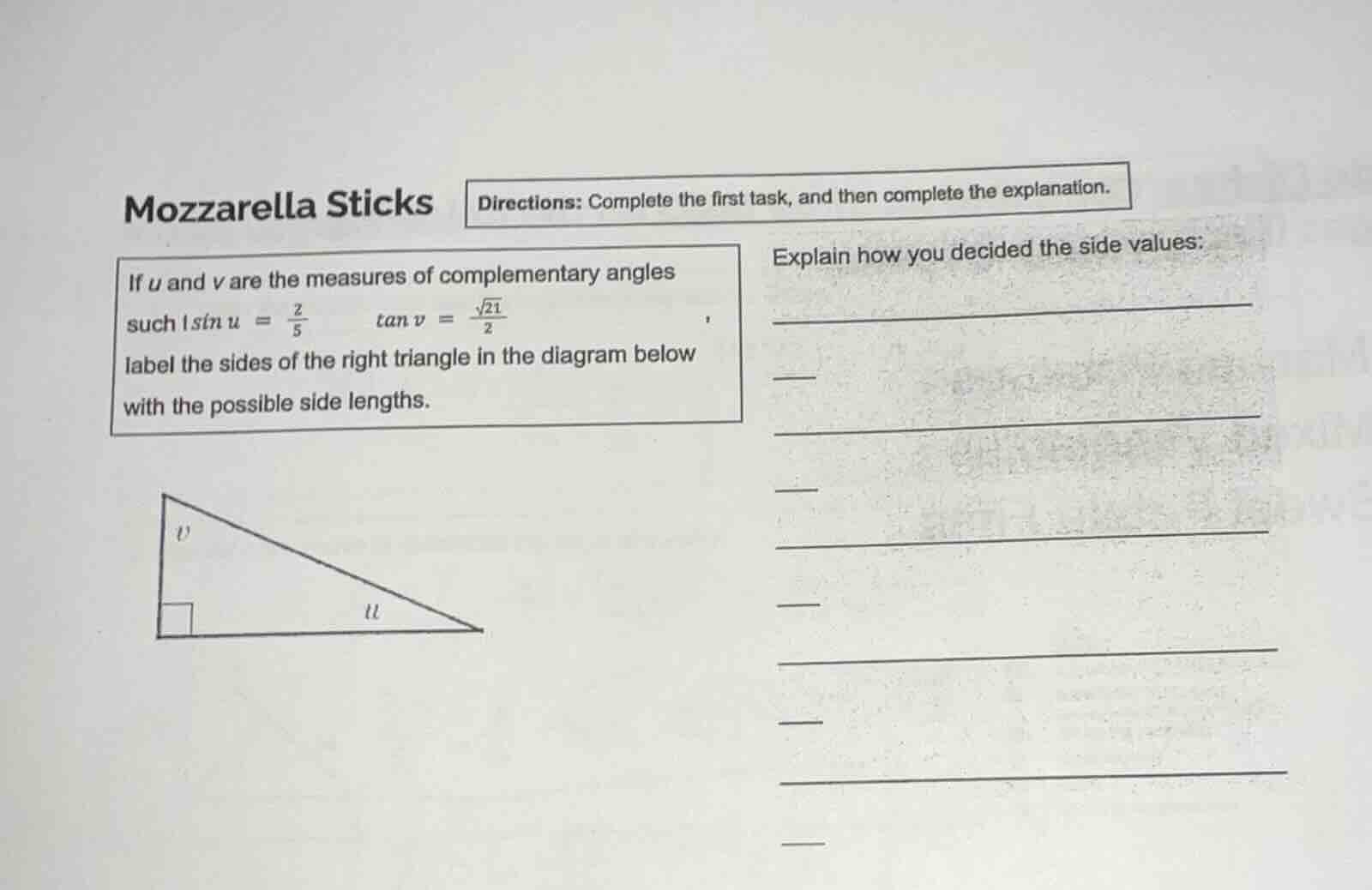 mozzarella sticks directions: complete the first task, and then complet…