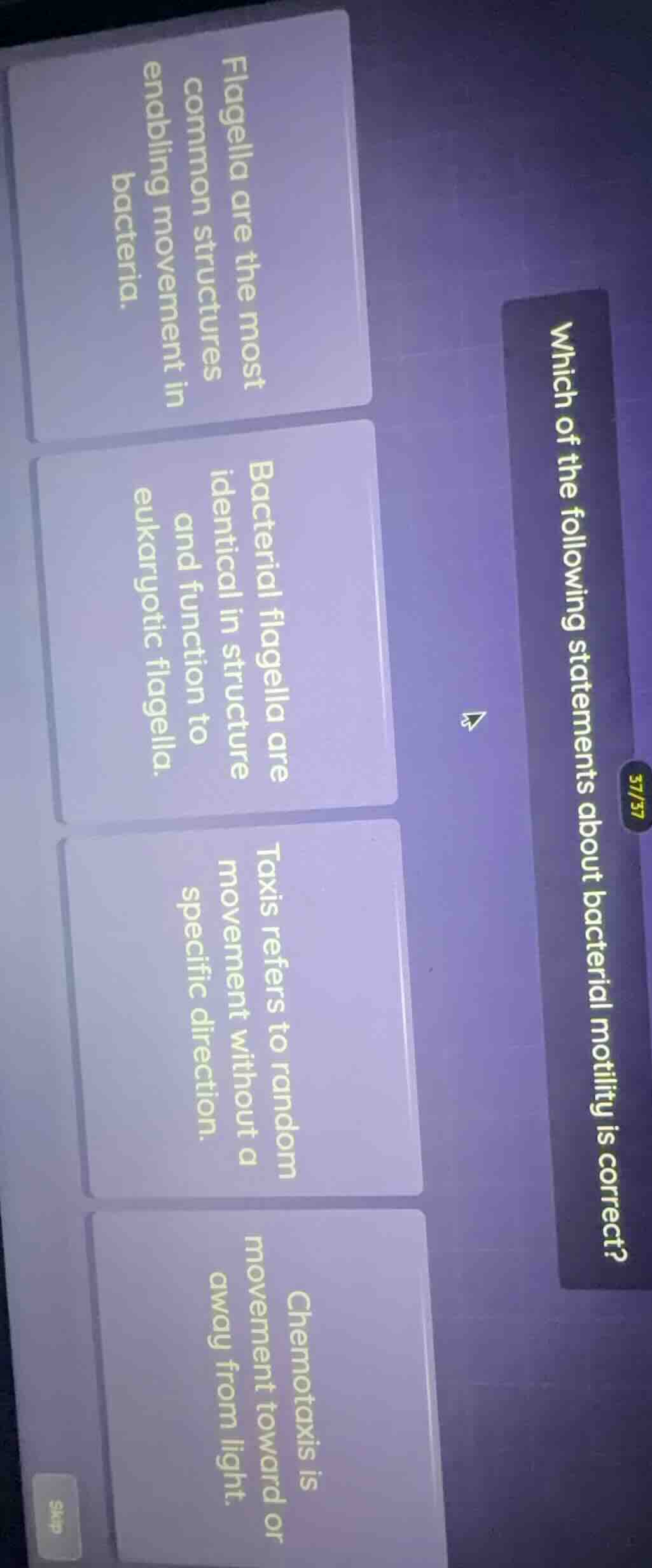 which of the following statements about bacterial motility is correct? …