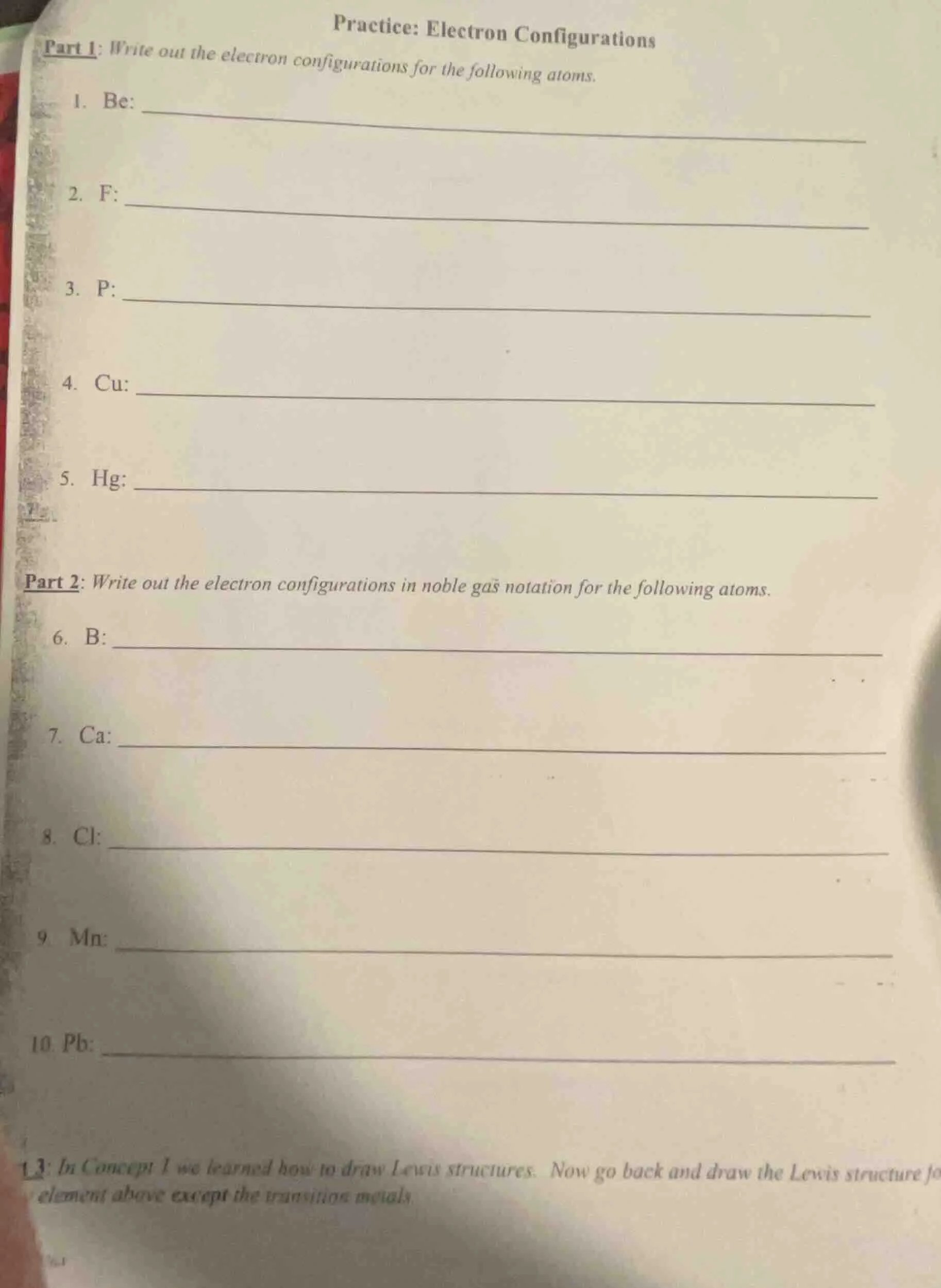 practice: electron configurations part 1: write out the electron config…