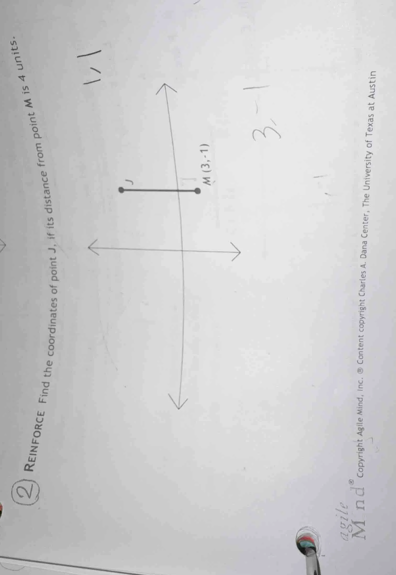 reinforce find the coordinates of point j, if its distance from point m…