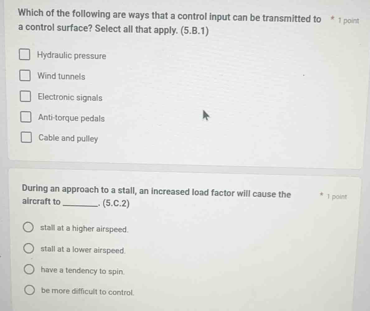 which of the following are ways that a control input can be transmitted…