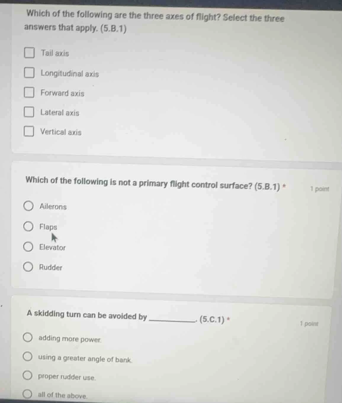 which of the following are the three axes of flight? select the three a…