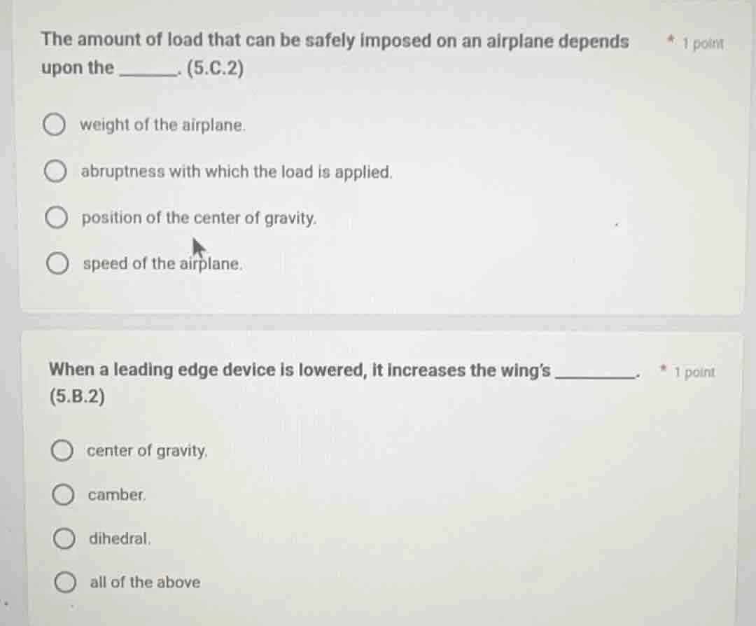 the amount of load that can be safely imposed on an airplane depends up…
