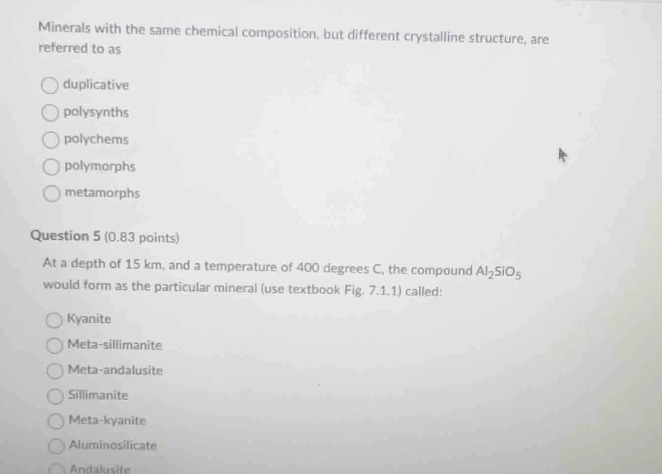 minerals with the same chemical composition, but different crystalline …