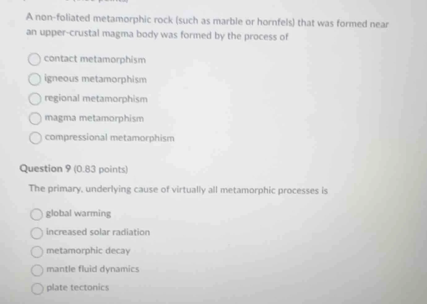 a non-foliated metamorphic rock (such as marble or hornfels) that was f…