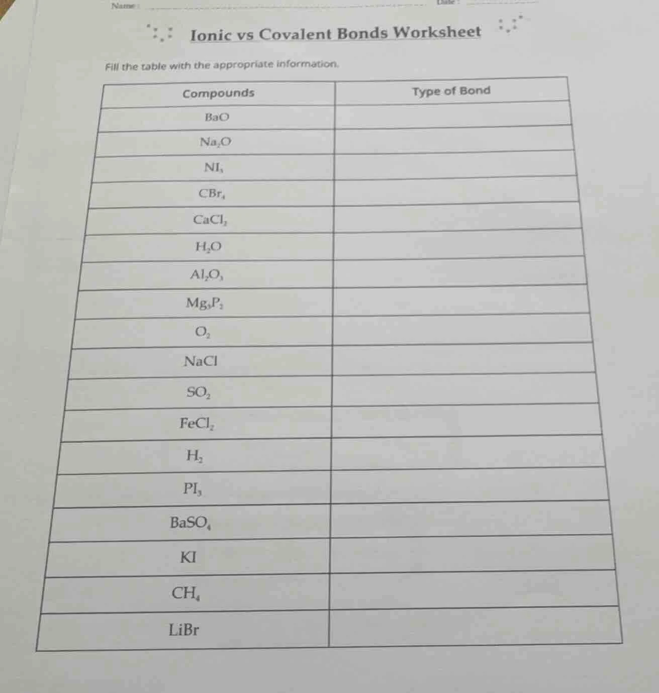name date ionic vs covalent bonds worksheet fill the table with the app…