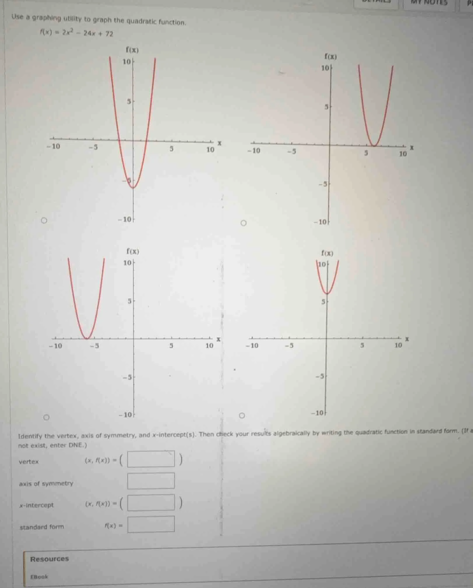 use a graphing utility to graph the quadratic function. $f(x) = 2x^2 - …