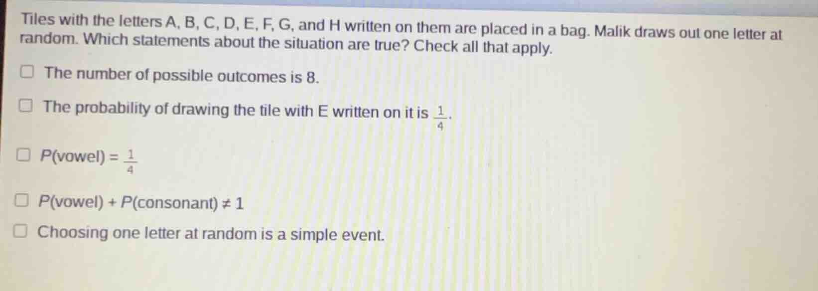 tiles with the letters a, b, c, d, e, f, g, and h written on them are p…