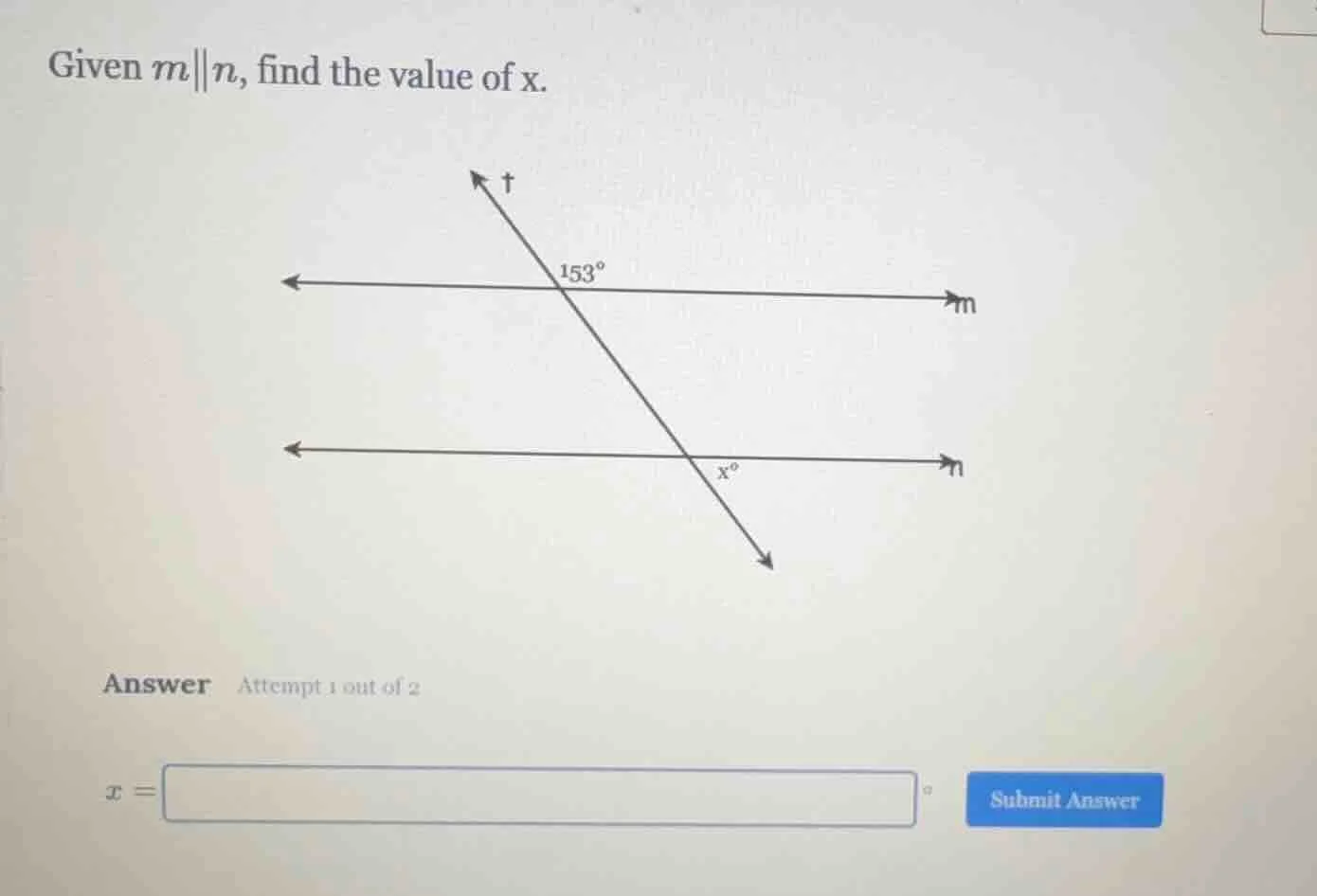 given ( m parallel n ), find the value of ( x ).