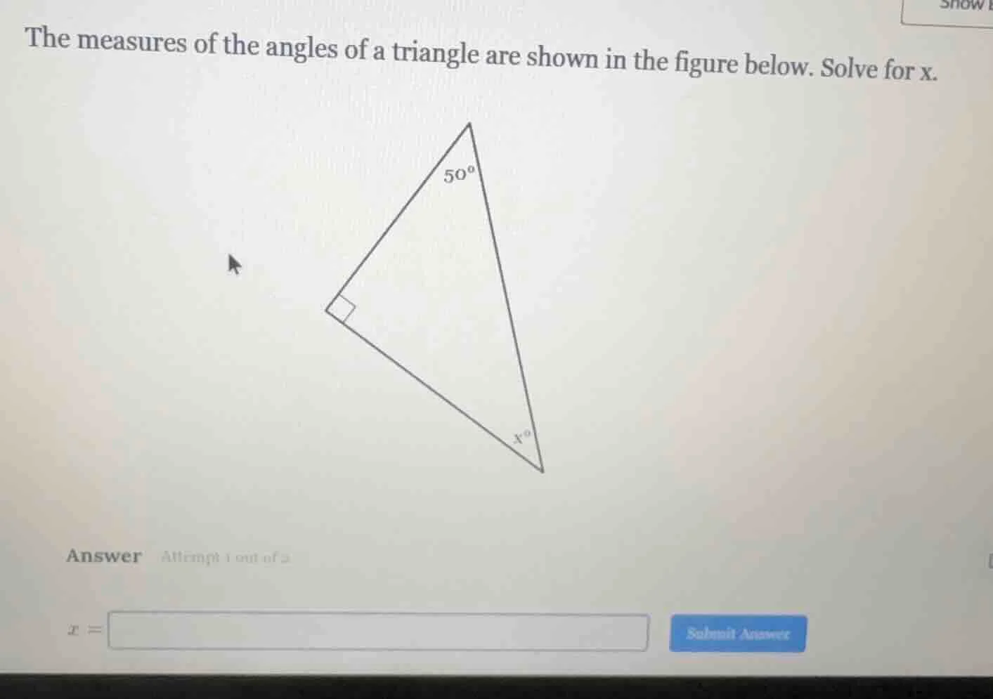 the measures of the angles of a triangle are shown in the figure below.…