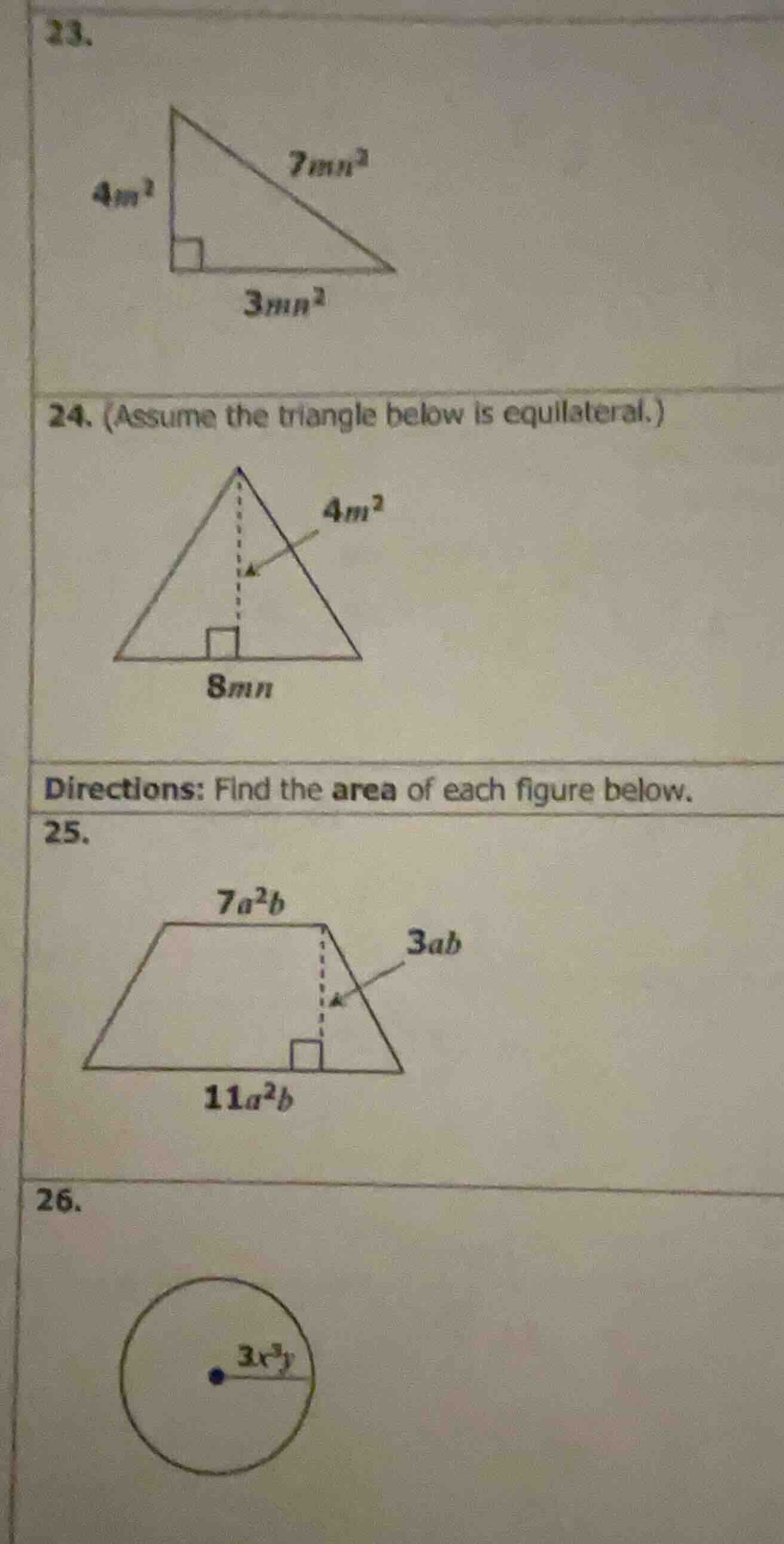 23. 24. (assume the triangle below is equilateral.) directions: find th…