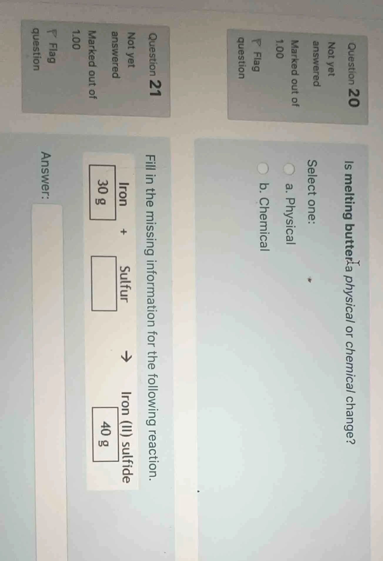 question 20 not yet answered marked out of 1.00 flag question is meltin…