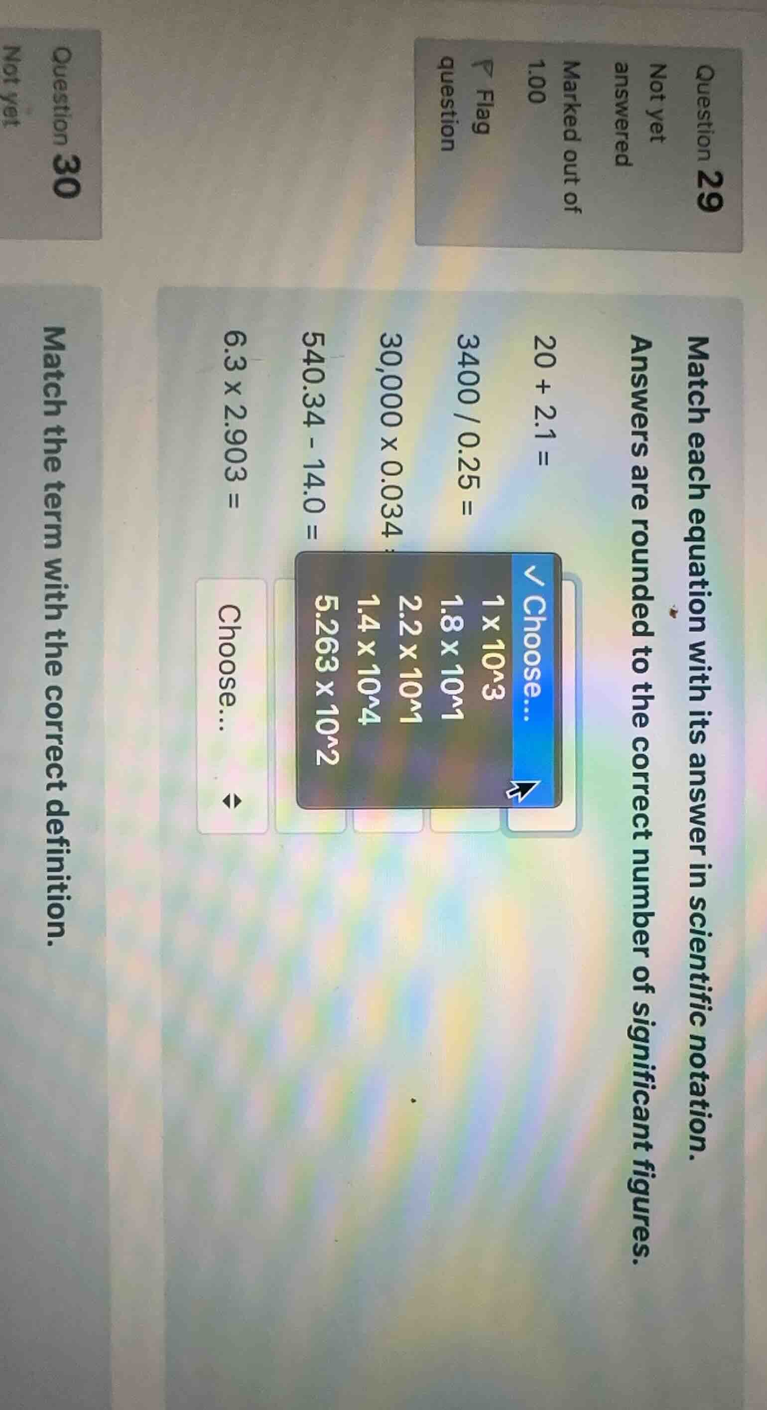 question 29 not yet answered marked out of 1.00 7 flag question match e…