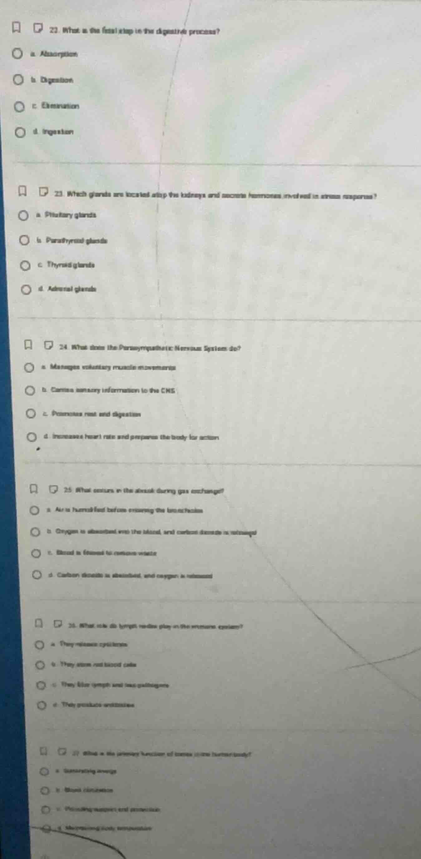 22. what is the final step in the digestive process? a. absorption b. d…