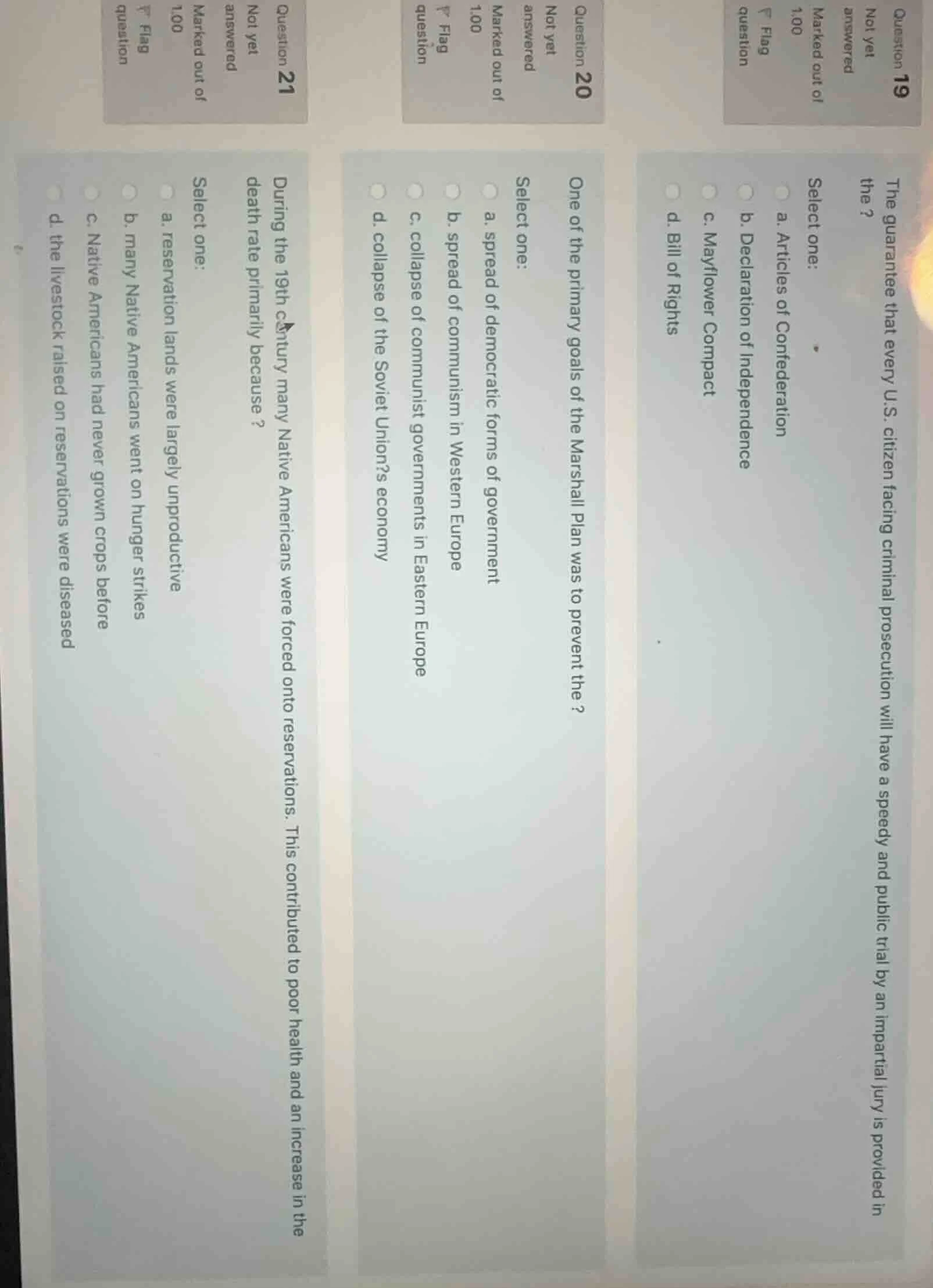 question 19 not yet answered marked out of 1.00 flag question the guara…