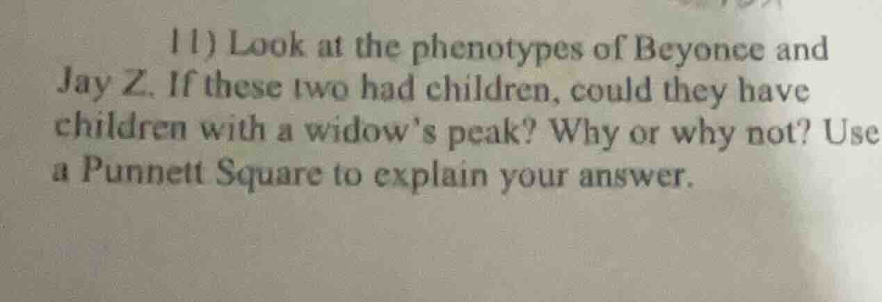 11) look at the phenotypes of beyonce and jay z. if these two had child…
