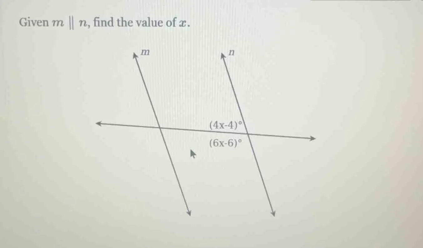 given $m \\parallel n$, find the value of $x$.