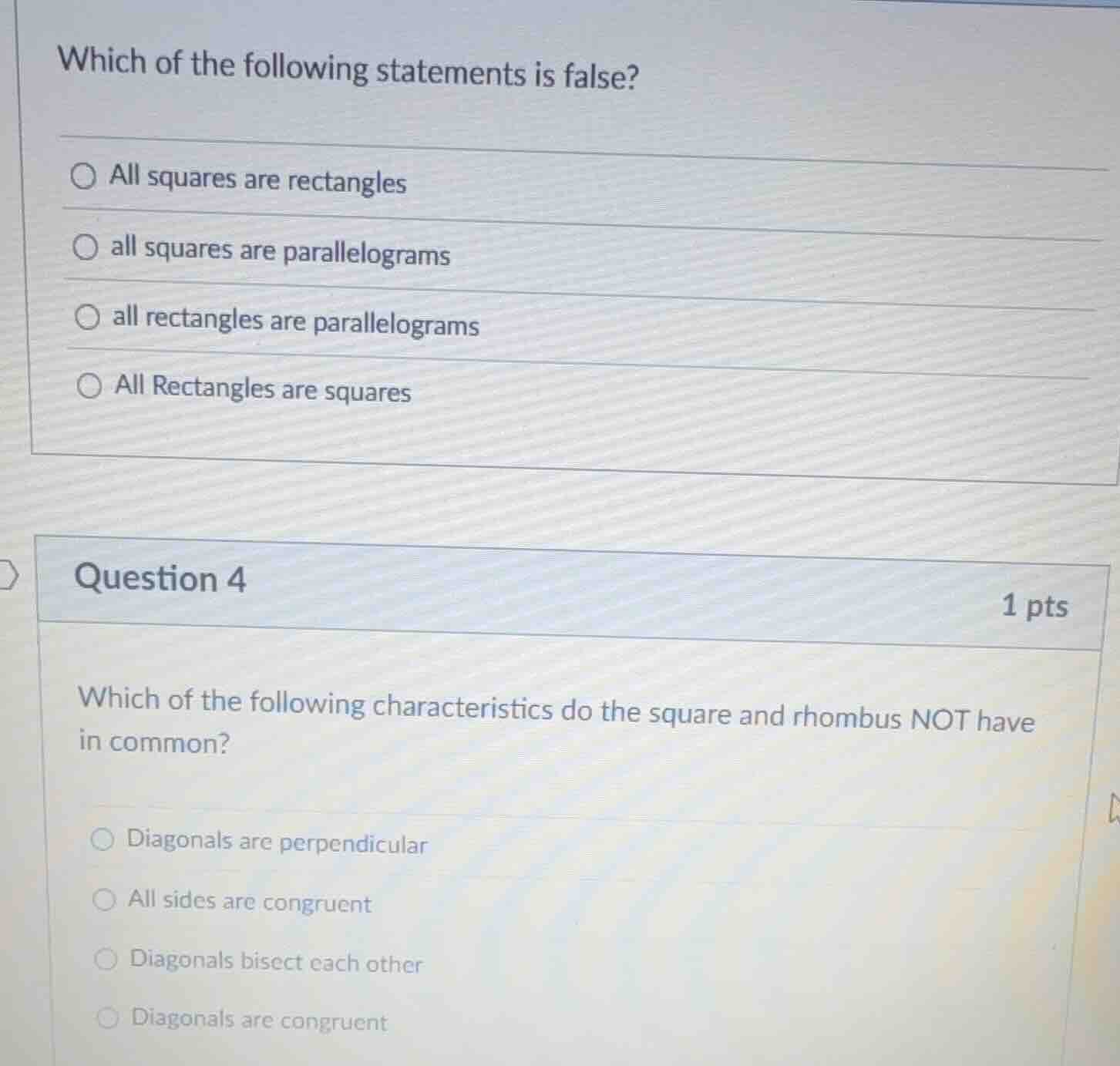 which of the following statements is false? all squares are rectangles …