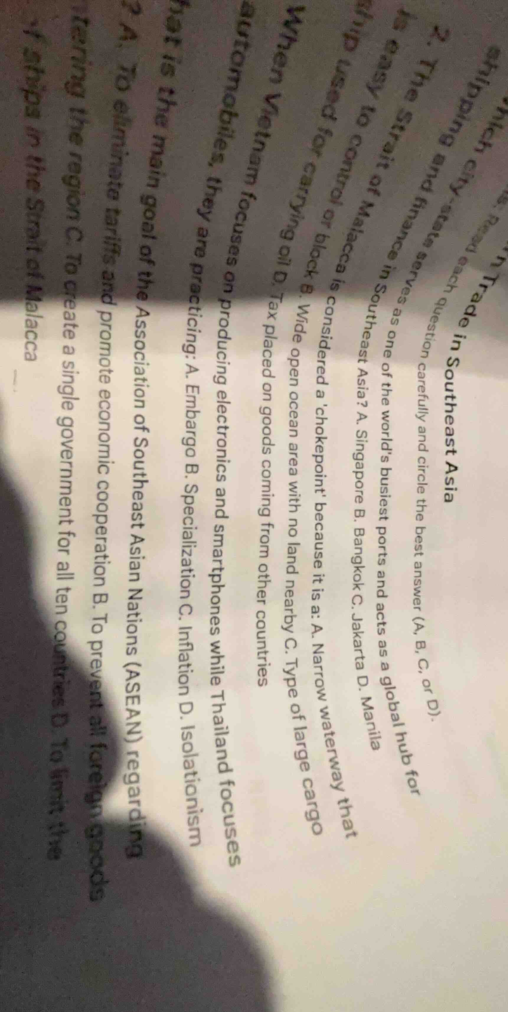 trade in southeast asia the strait of malacca is considered one of the …