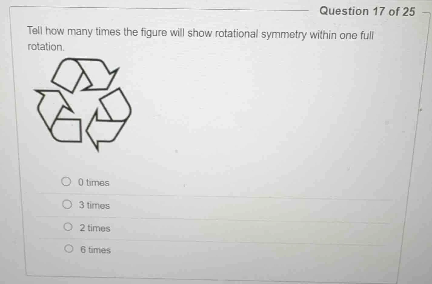 question 17 of 25 tell how many times the figure will show rotational s…