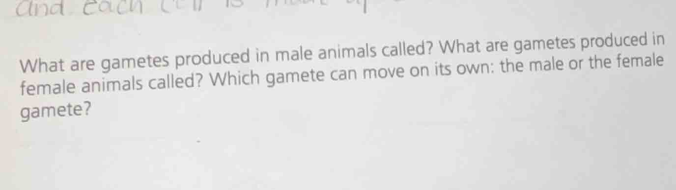what are gametes produced in male animals called? what are gametes prod…