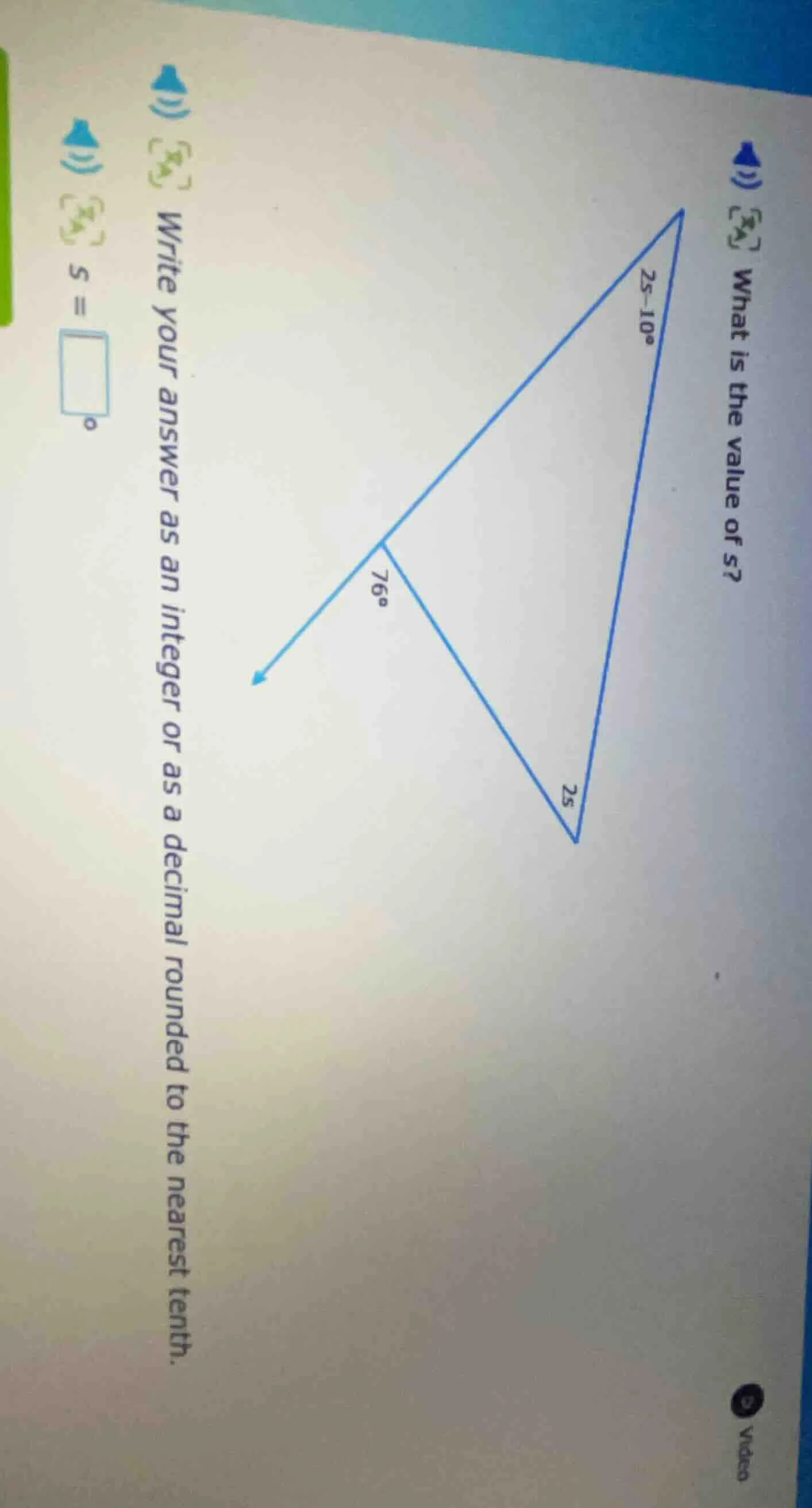 what is the value of s? write your answer as an integer or as a decimal…