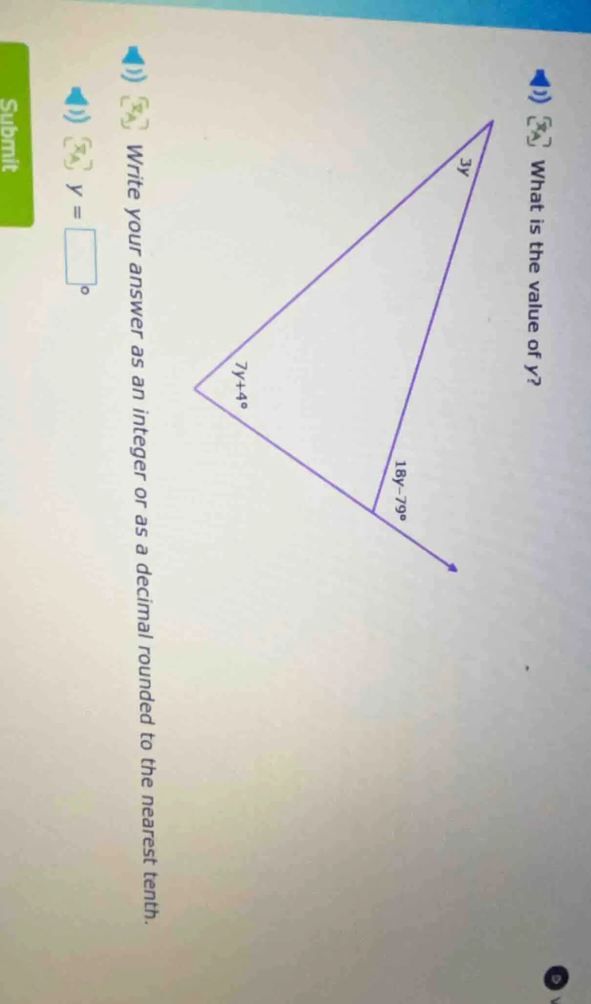 what is the value of y? write your answer as an integer or as a decimal…