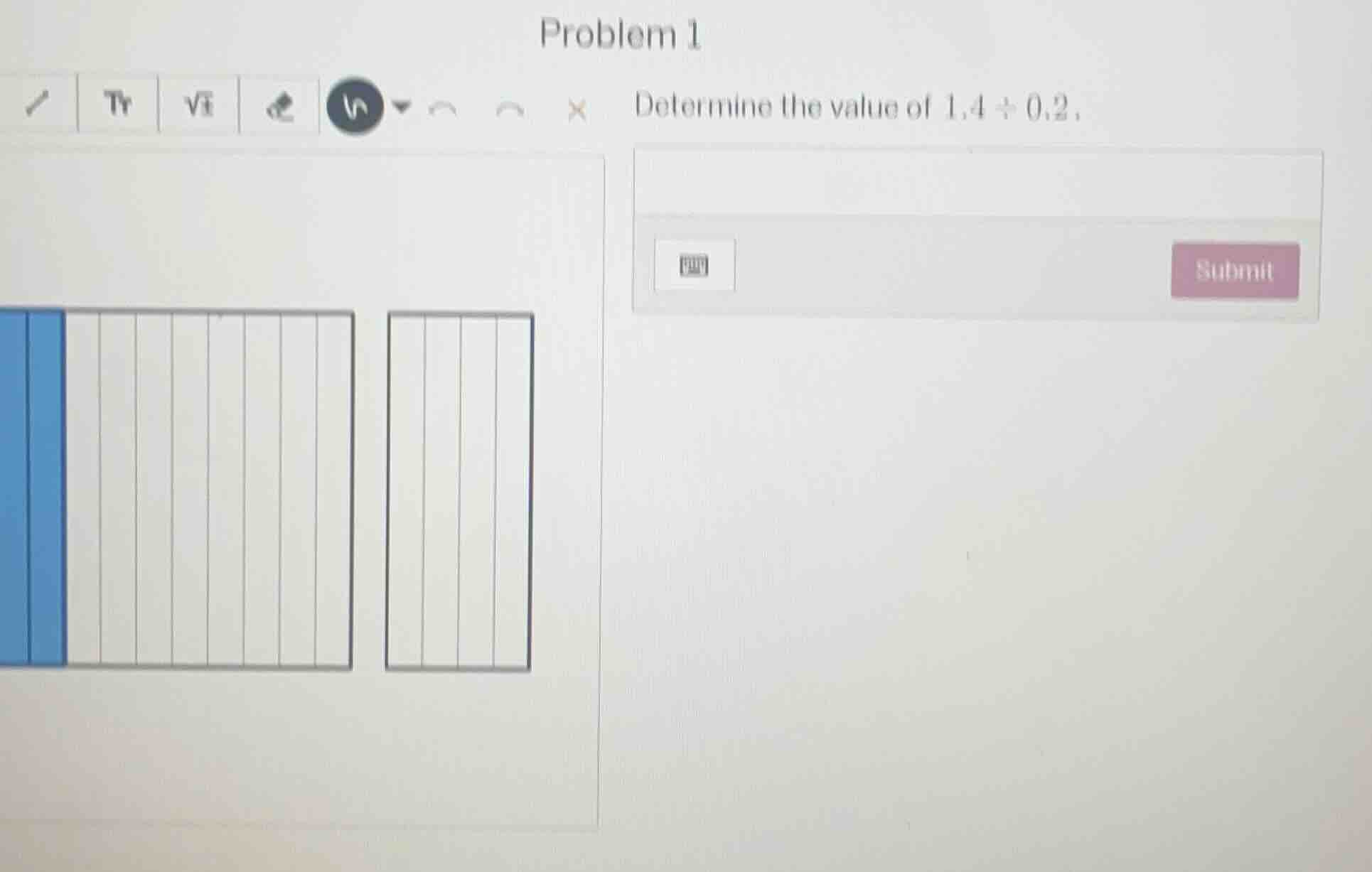 problem 1 determine the value of $1.4\\div0.2$.