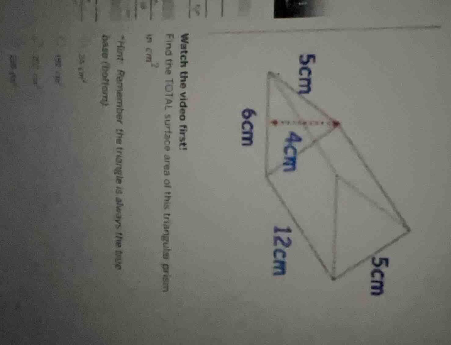 watch the video first! find the total surface area of this triangular p…