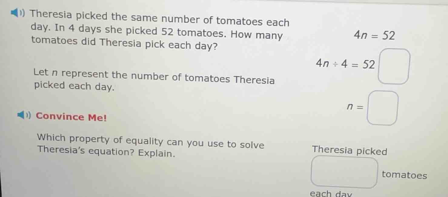 theresia picked the same number of tomatoes each day. in 4 days she pic…